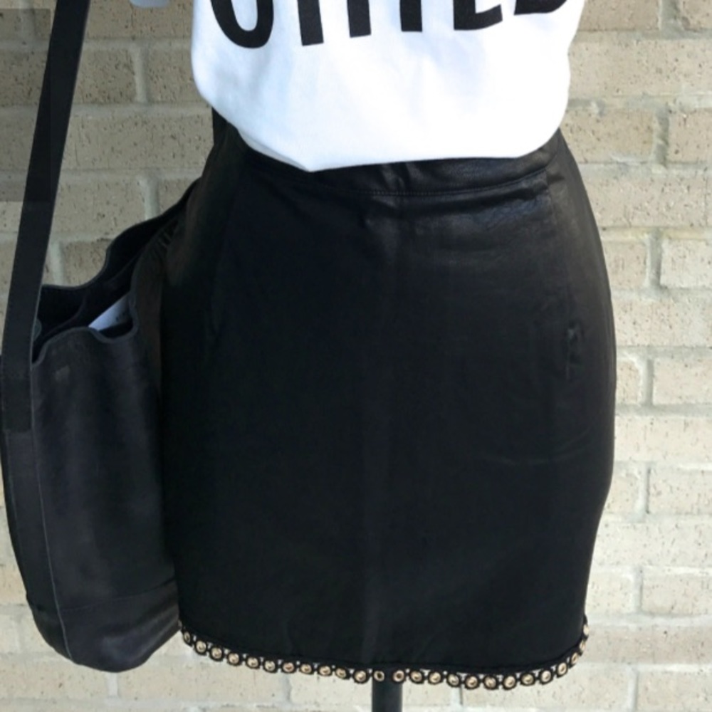 Minkpink Mon Cherie black leather skirt